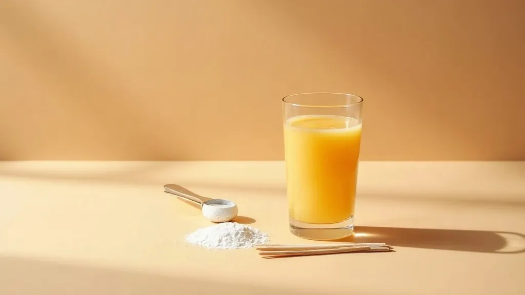 Verre d’eau pétillante avec quartiers d’agrumes et stick de poudre électrolyte, préparation d’une boisson hydratante